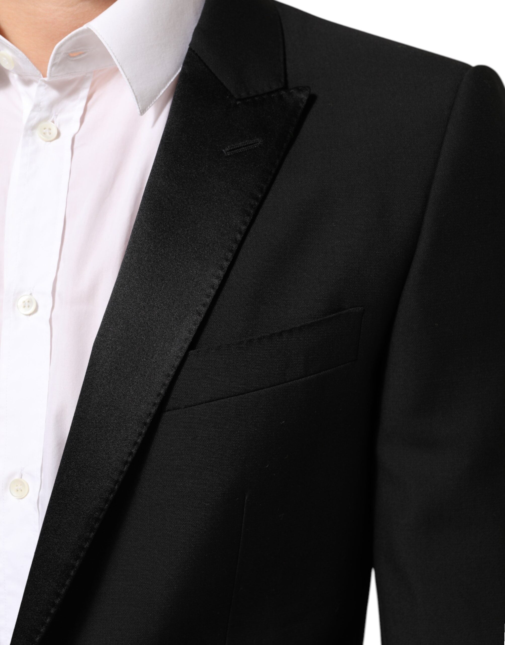 Veste de costume Dolce &amp; Gabbana MARTINI en laine noire à deux boutons pour homme