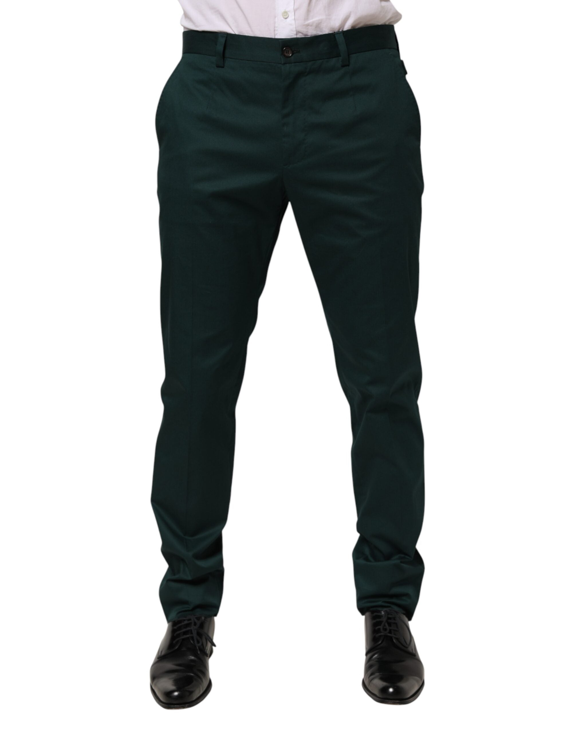 Pantalon habillé en coton vert Dolce &amp; Gabbana pour homme