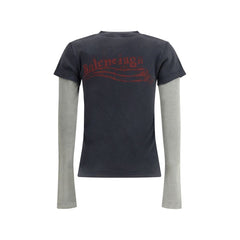 Balenciaga Washed Crayon Political Double-Sleeve T-Shirt