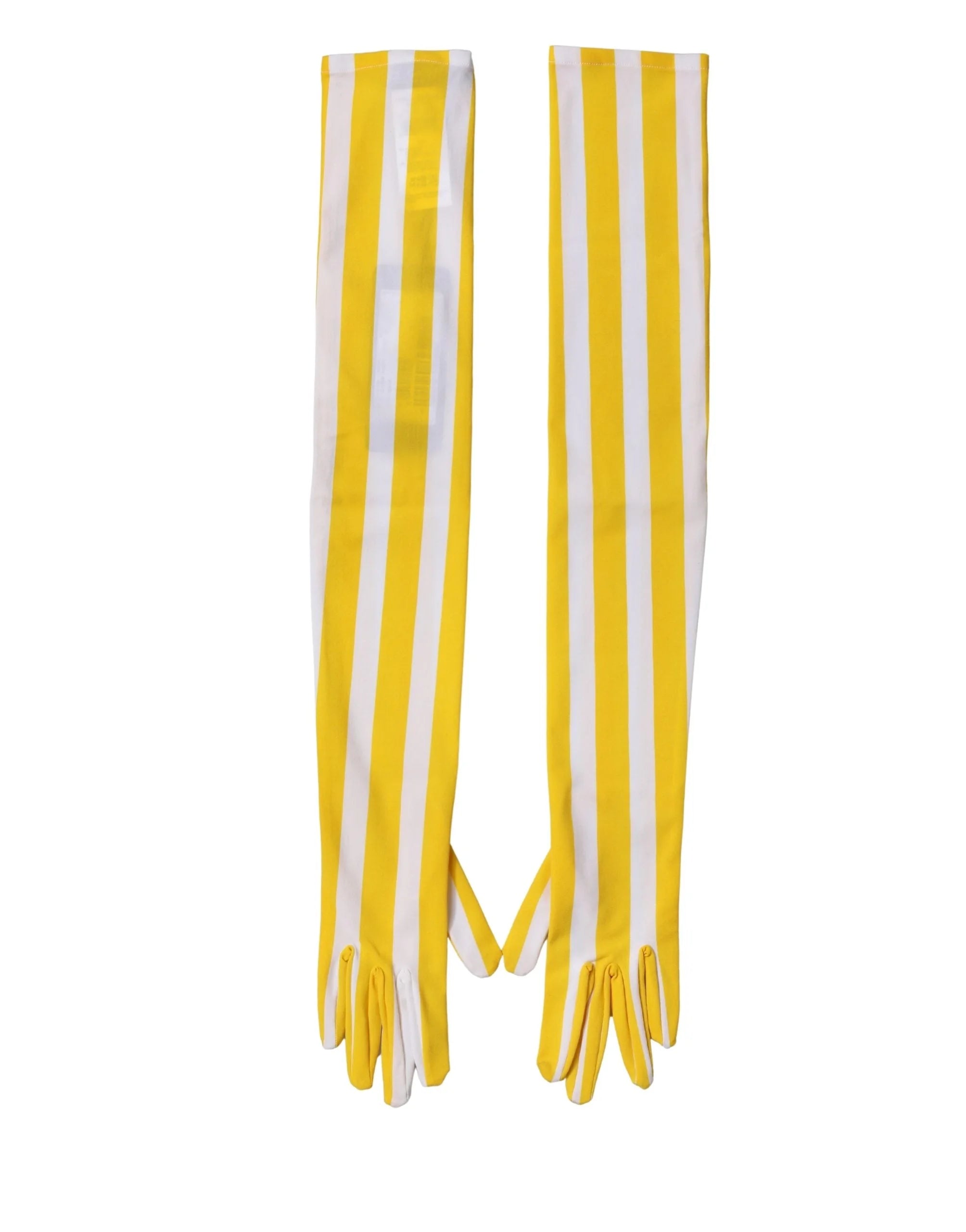 Dolce & Gabbana Yellow White Stripes Nylon Elbow Length Women Gloves - 7|S