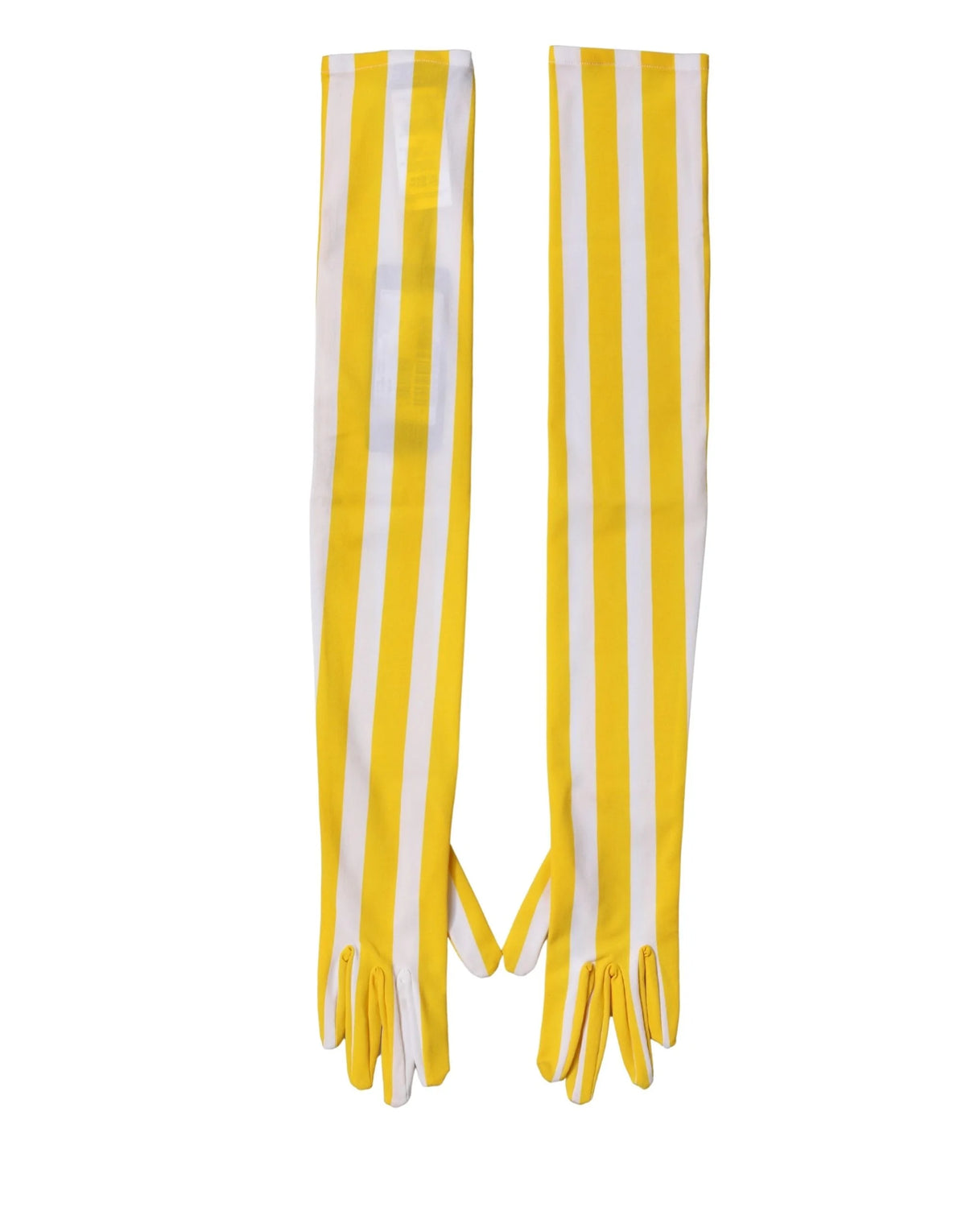 Dolce & Gabbana Yellow White Stripes Nylon Elbow Length Women Gloves - 7|S
