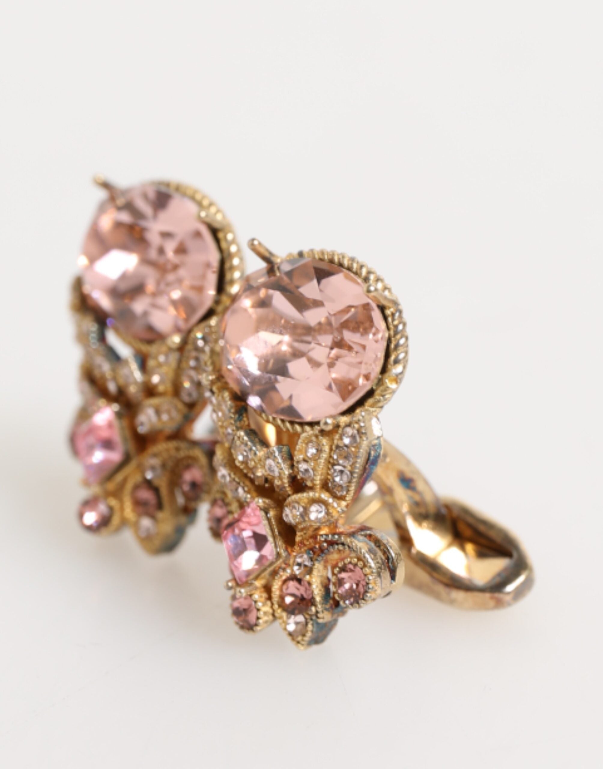 Boutons de manchette Dolce &amp; Gabbana en argent sterling 925 doré et cristal