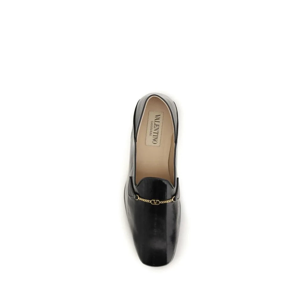 Valentino Garavani Black Calf Leather Bos Taurus Slip-On Loafers