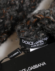Dolce &amp; Gabbana graue, fingerlose Strickhandschuhe aus Schurwolle für Herren