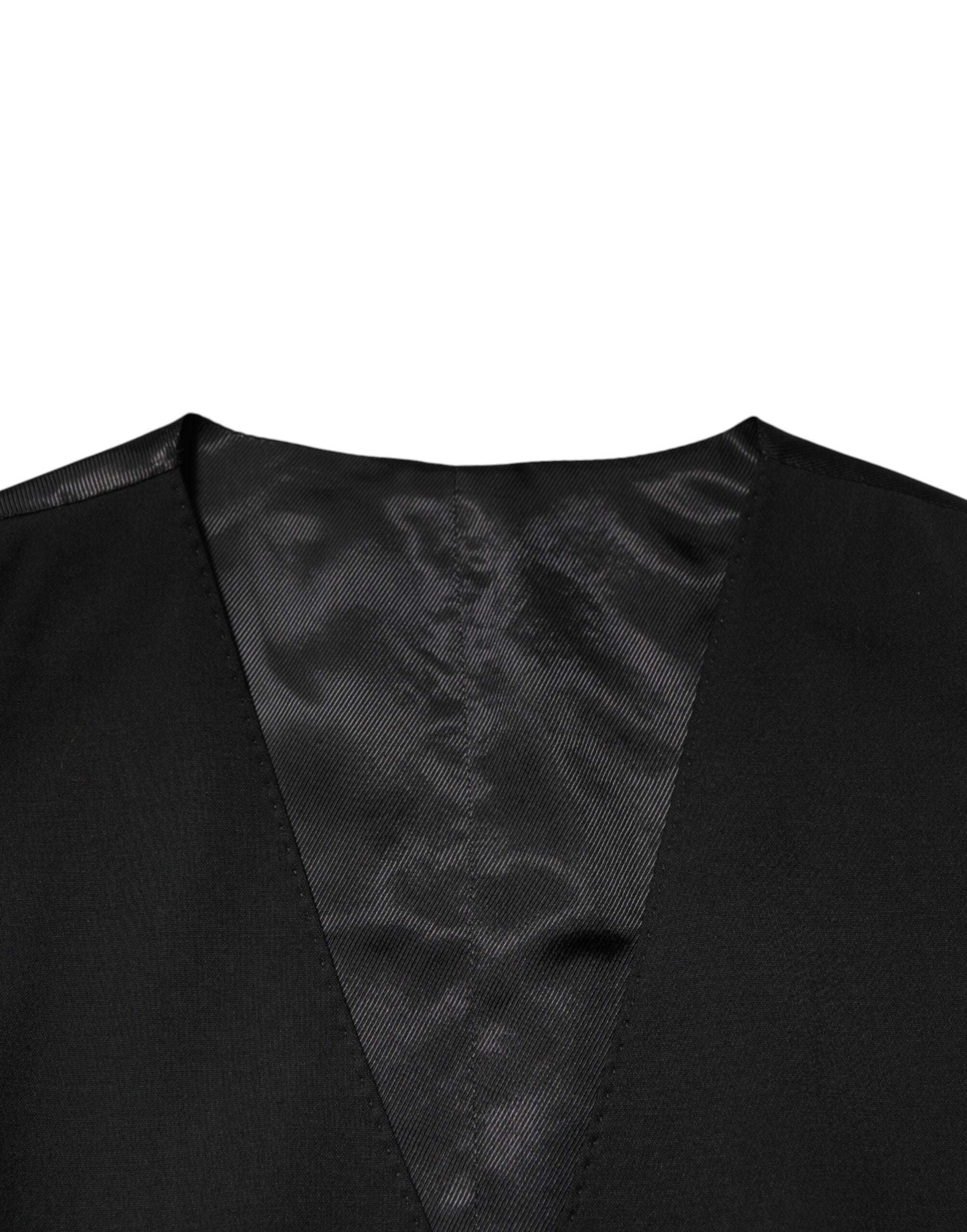 Dolce & Gabbana Black Polyester Dress Formal Waistcoat Vest