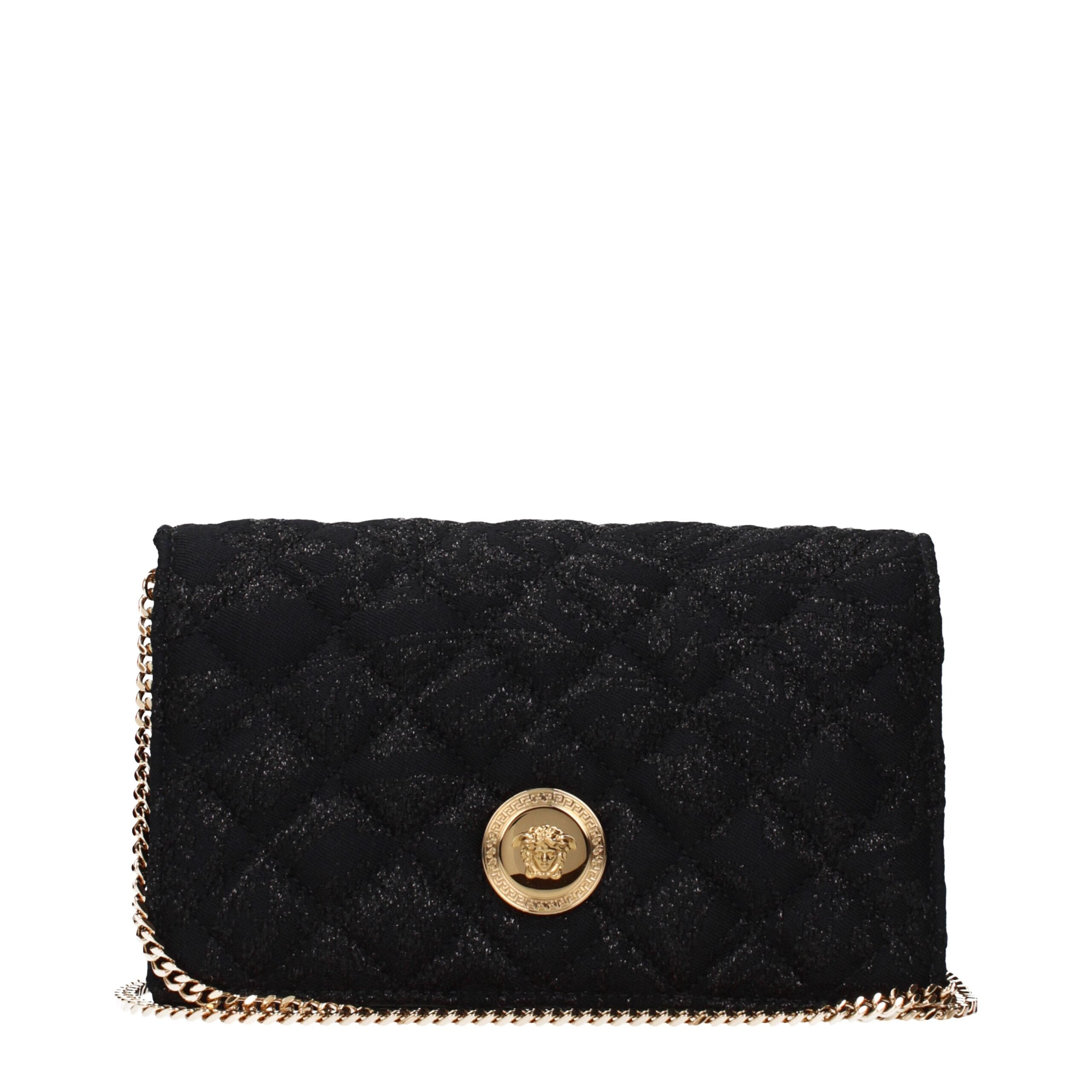 Versace Black Fabric Clutch Bags