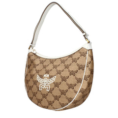 MCM Beige Raffia Shoulder Bag