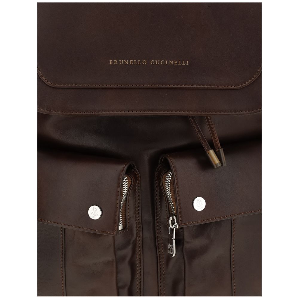 Brunello Cucinelli Rucksack aus braunem Kalbsleder (Bos Taurus)
