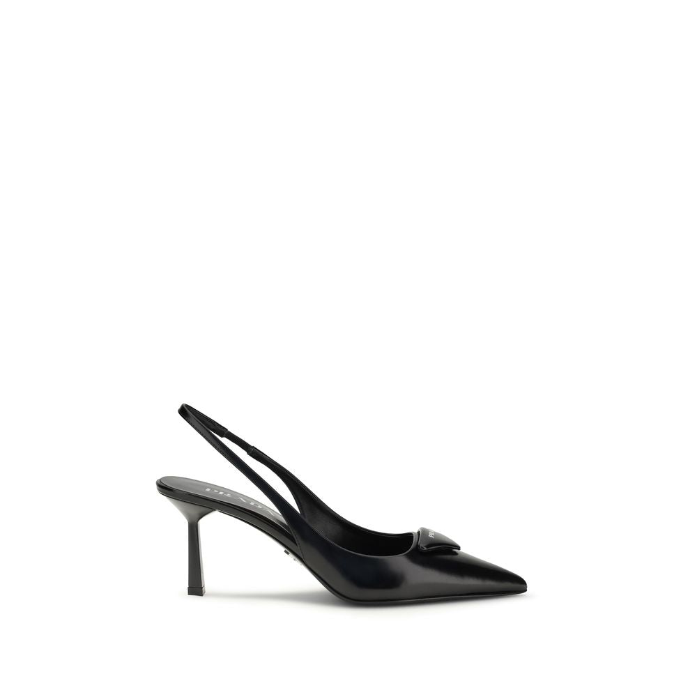 Prada Pumps aus schwarzem Leder mit hohem Absatz