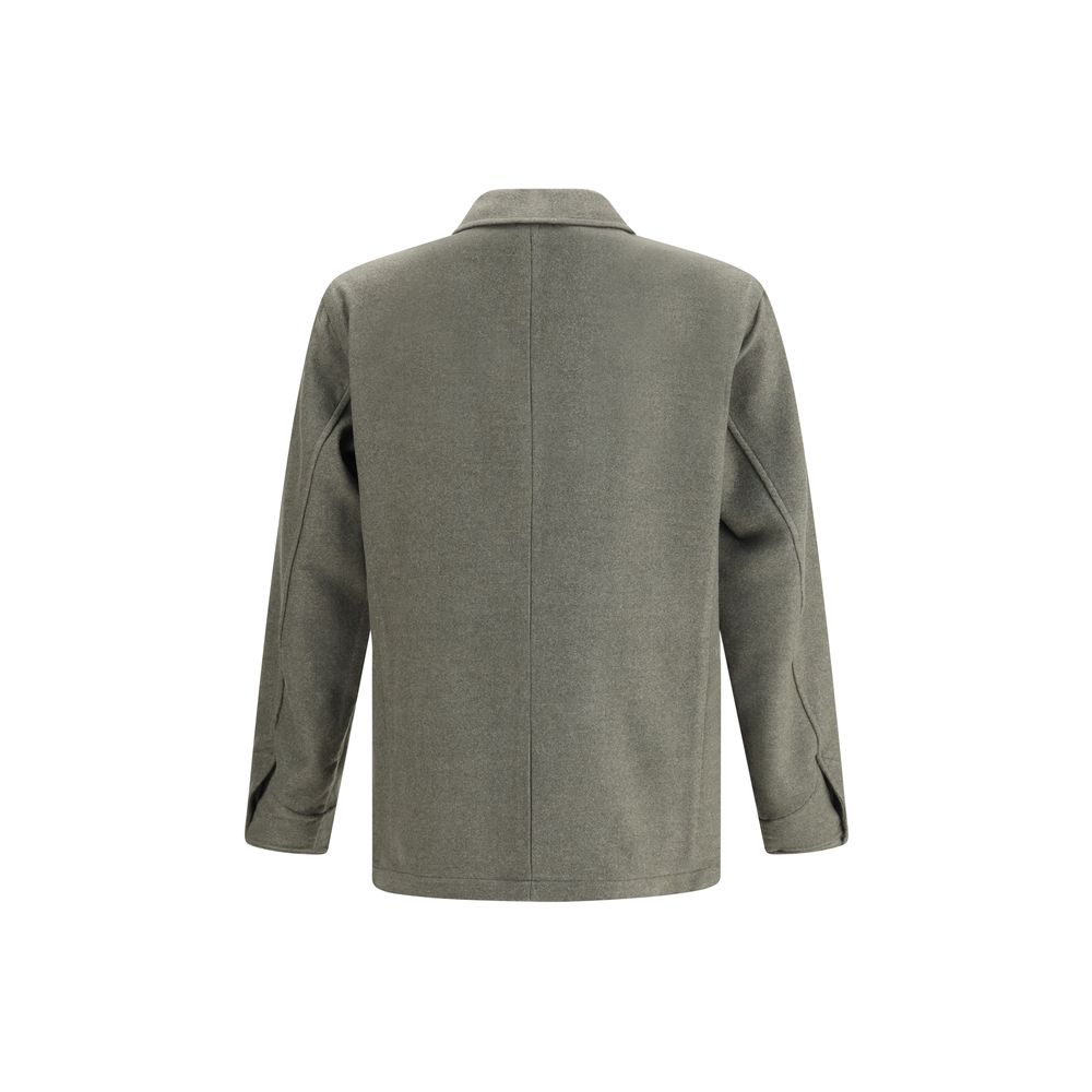 Finamore grüner Fleece-Wollmantel