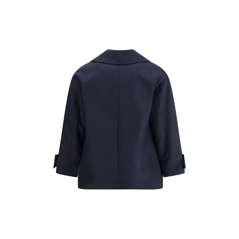 Cruna Blauer Fleece-Wollmantel