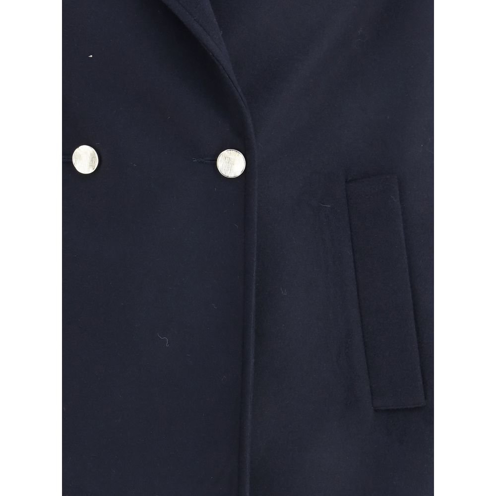 Cruna Blauer Fleece-Wollmantel