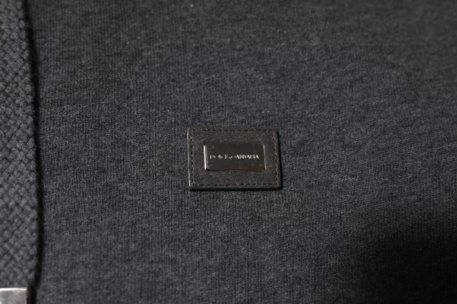 Dolce &amp; Gabbana Grauer Logo-Kapuzenpullover mit durchgehendem Reißverschluss