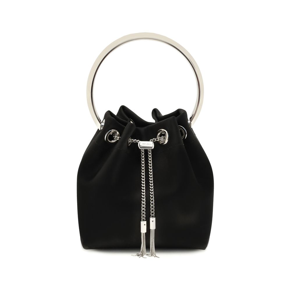 Sac bandoulière en soie noire Jimmy Choo