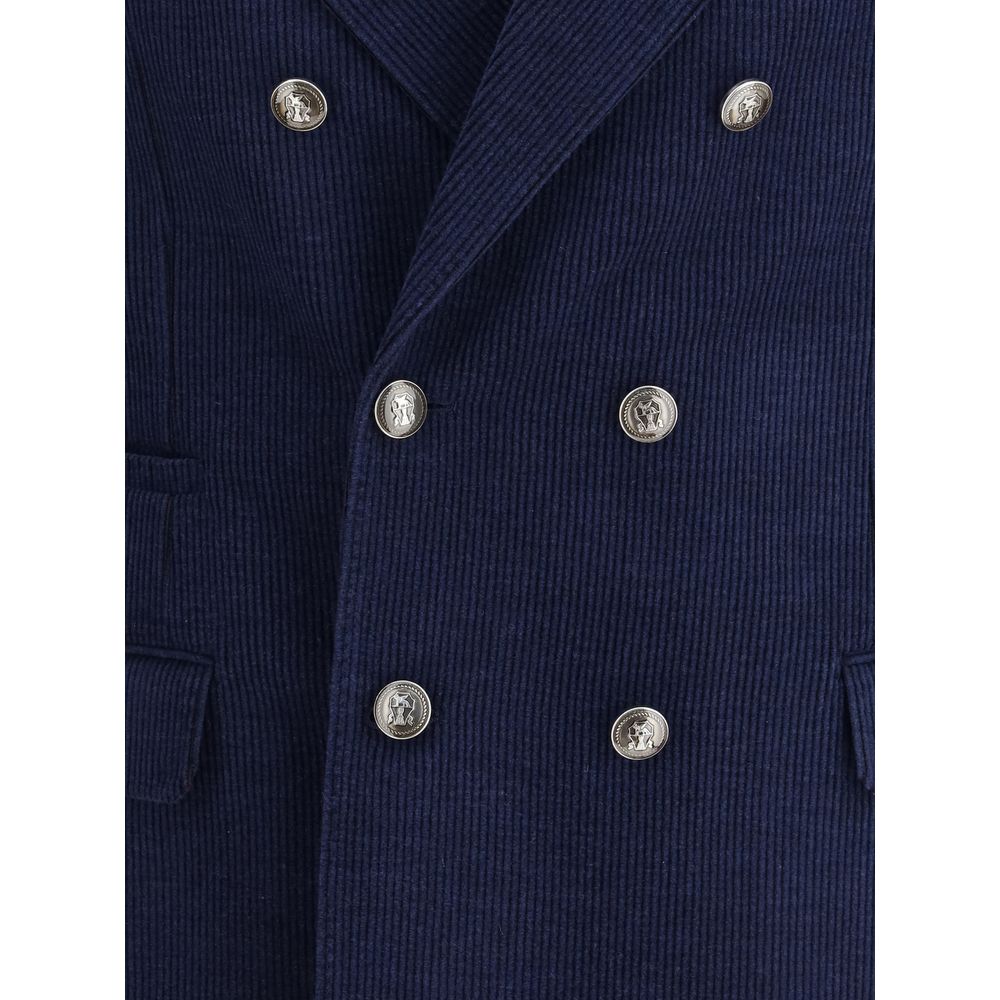 Brunello Cucinelli Blauer Wollmantel