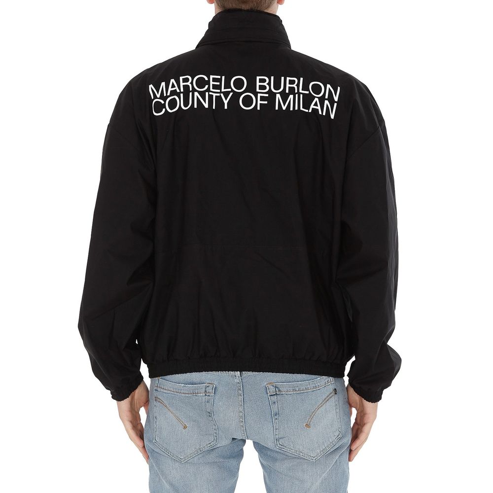 Marcelo Burlon Schwarze Baumwoll-Shelljacke