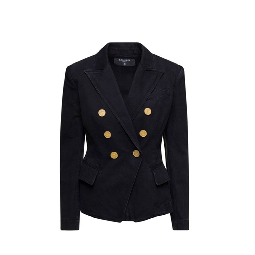 Balmain Blazer aus schwarzer Baumwolle