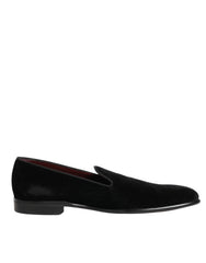 Dolce & Gabbana Black Leather Suede Slip On Loafer Dress Shoes