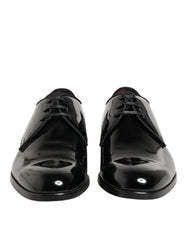 Dolce & Gabbana Black Calfskin Leather Derby Dress Shoes