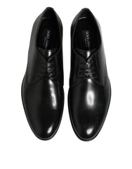 Dolce & Gabbana Black Calfskin Leather Derby Dress Shoes