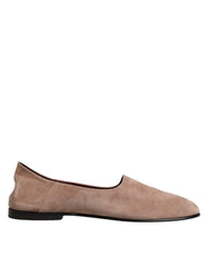 Dolce & Gabbana Beige Leather Suede Slip On Loafers Dress Shoes
