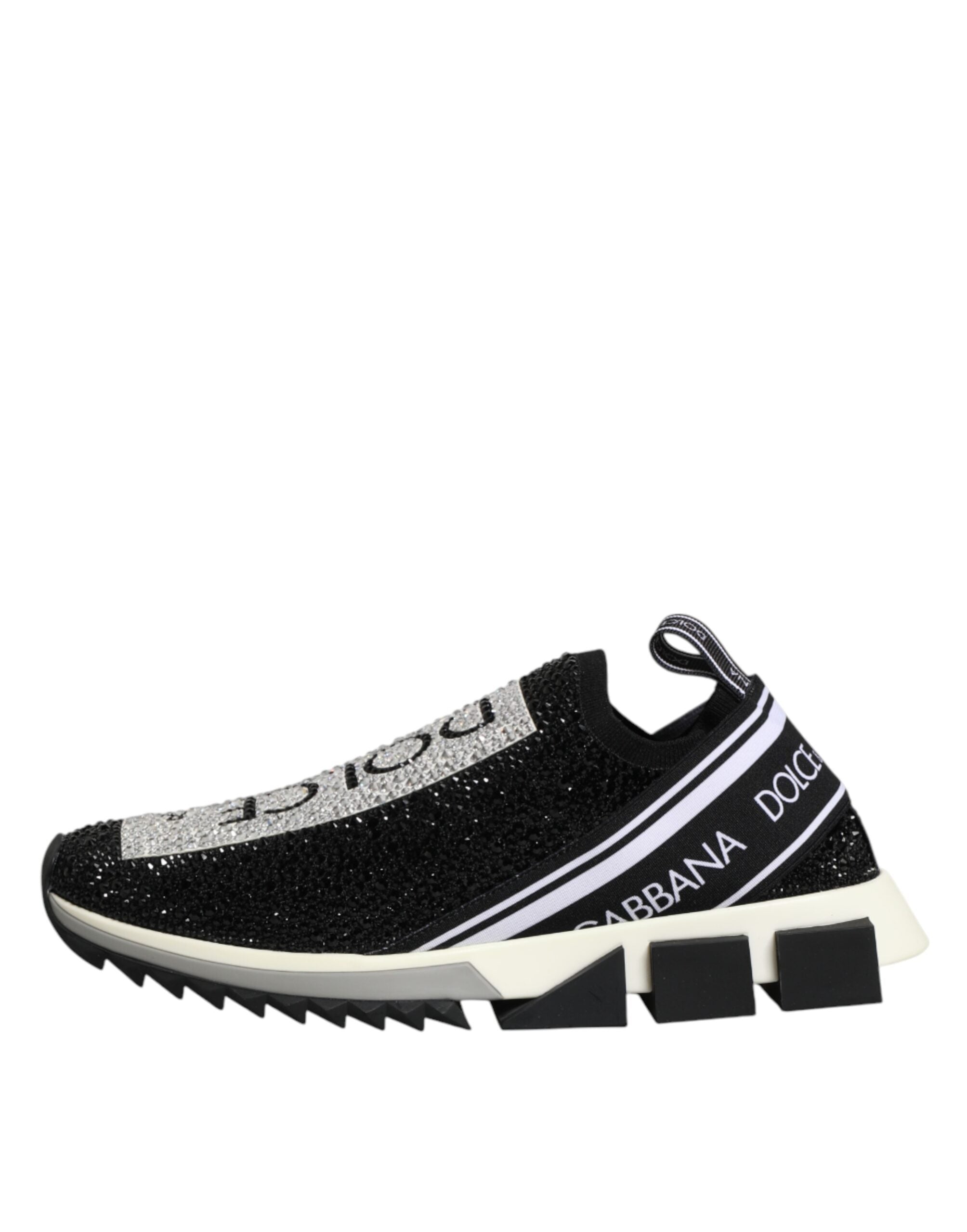 Dolce & Gabbana Black Strass Slip On Men Sorrento Sneakers Shoes