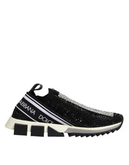 Dolce & Gabbana Black Strass Slip On Men Sorrento Sneakers Shoes
