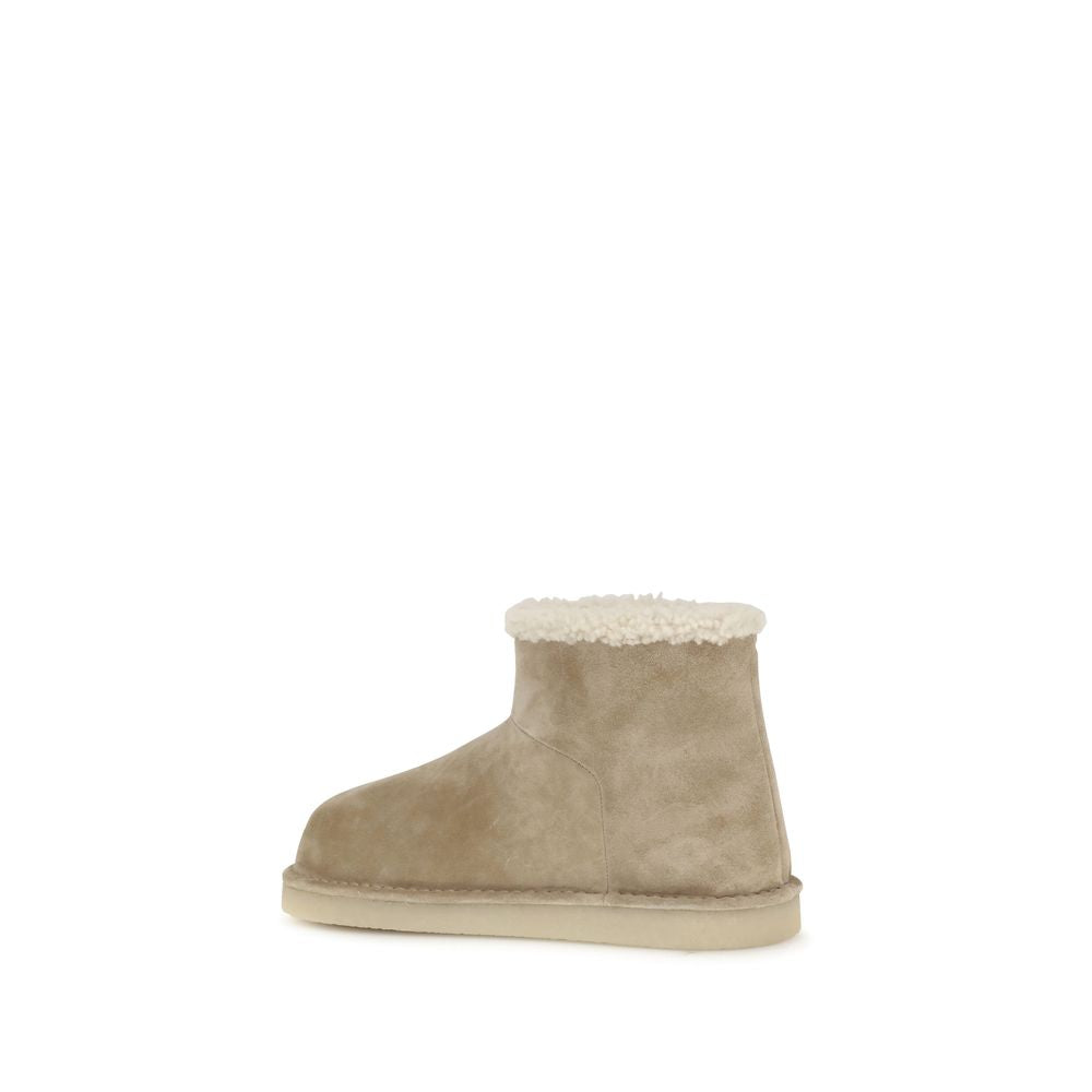 Miu Miu Beige Leder-Flachstiefel