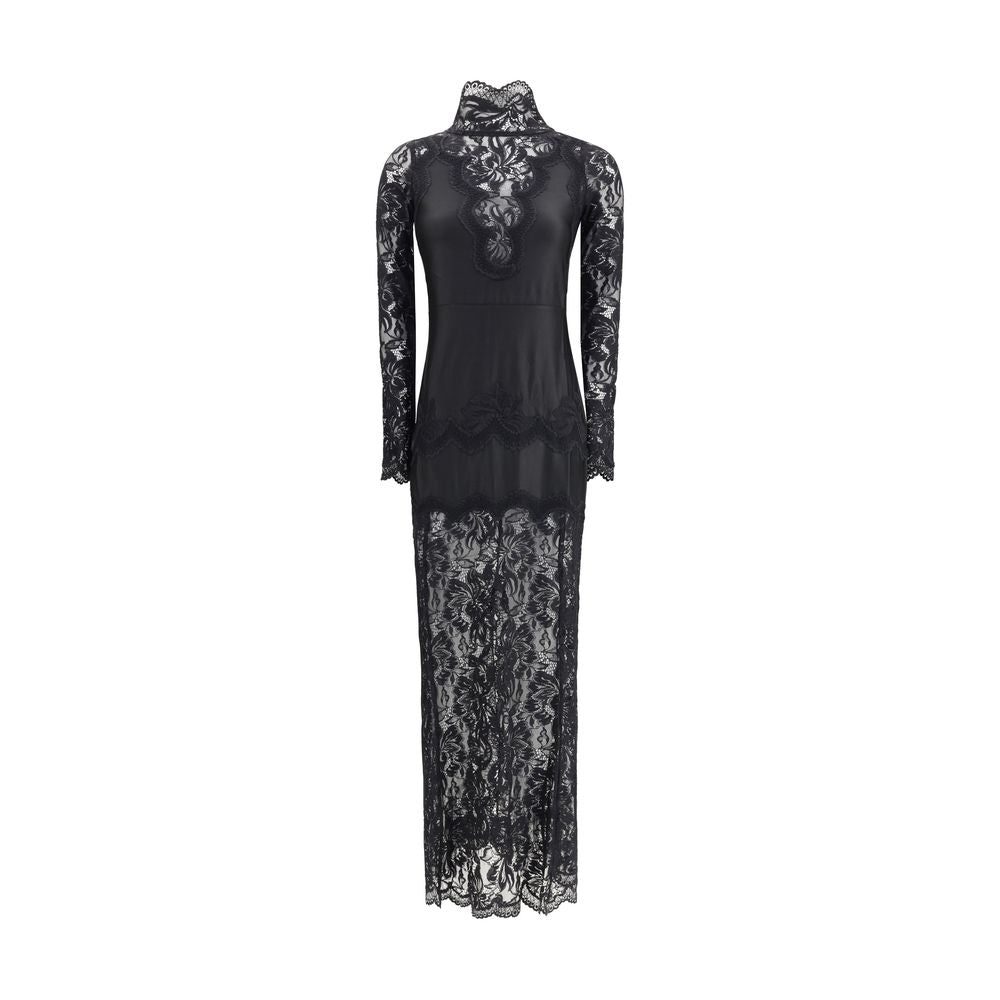 Robe longue Rabanne en polyamide noir