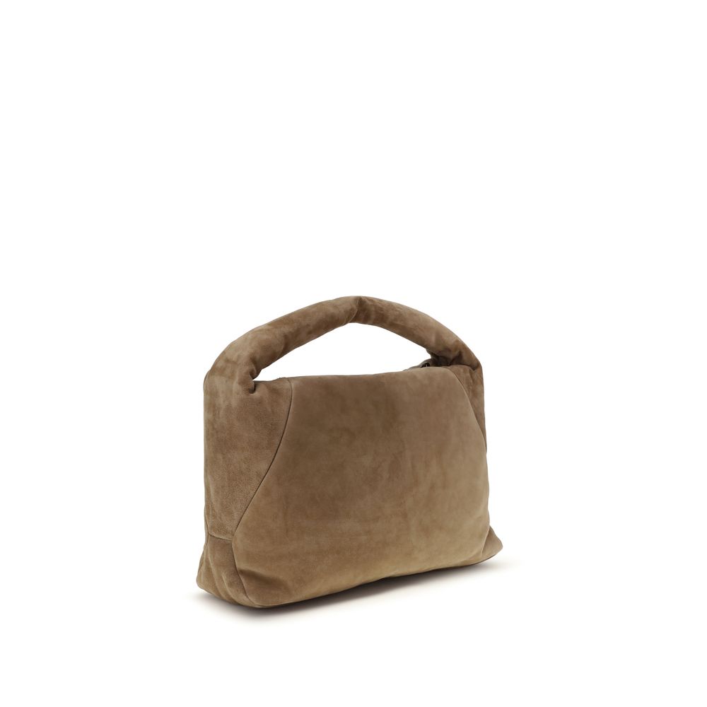 Sac à main Bos Taurus en cuir de veau beige Brunello Cucinelli