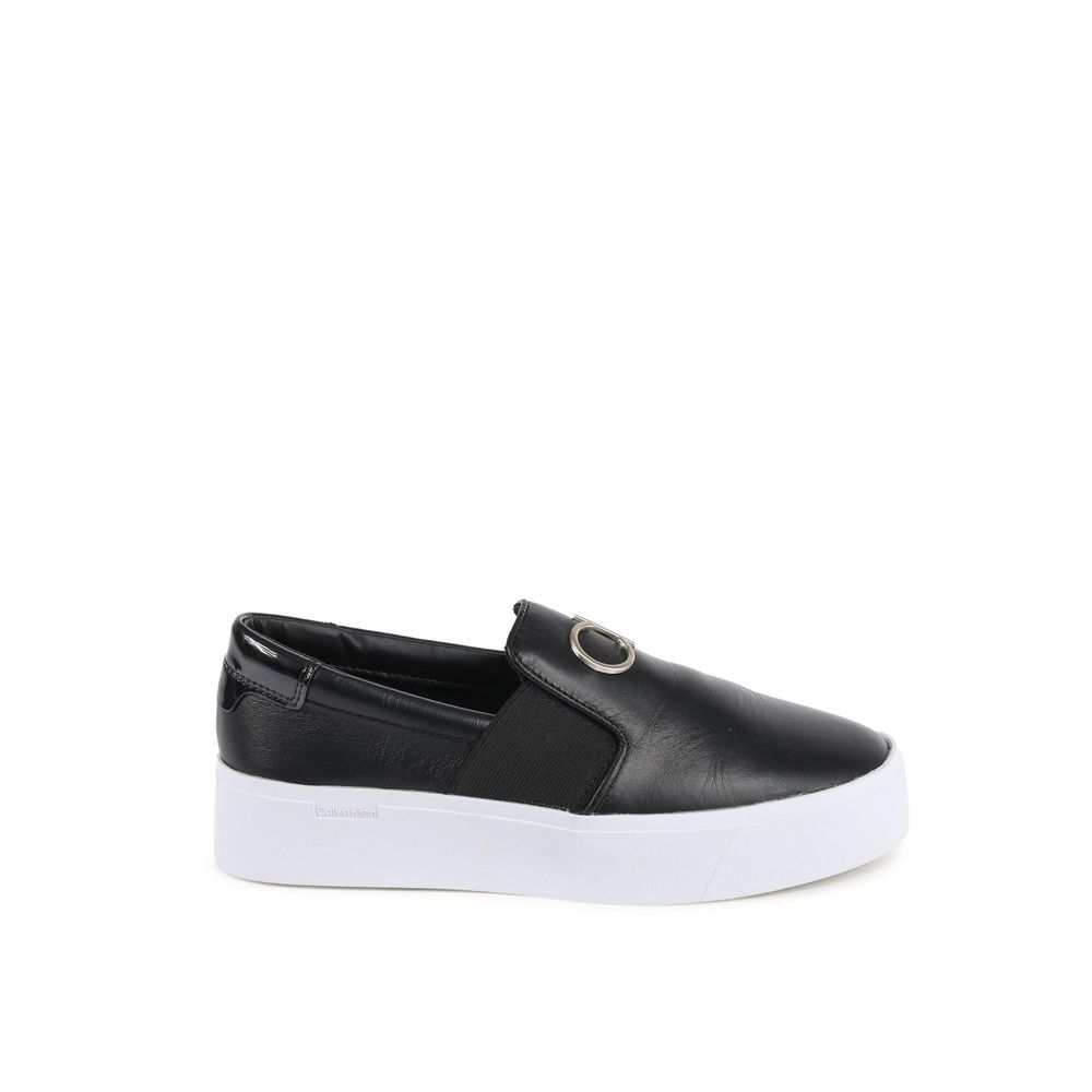 Calvin Klein Schwarze Plateau-Sneaker aus Leder