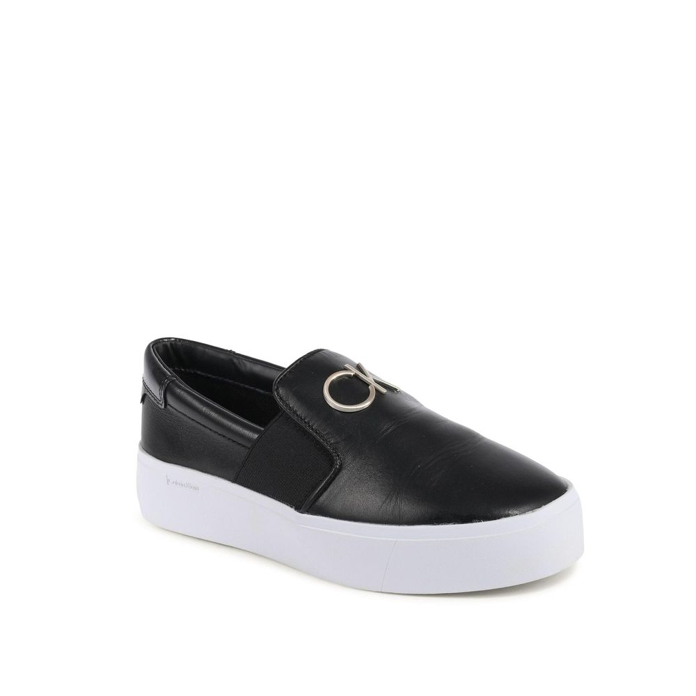 Calvin Klein Schwarze Plateau-Sneaker aus Leder