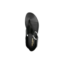 Saint Laurent Black Calfskin Strap-On Sandals