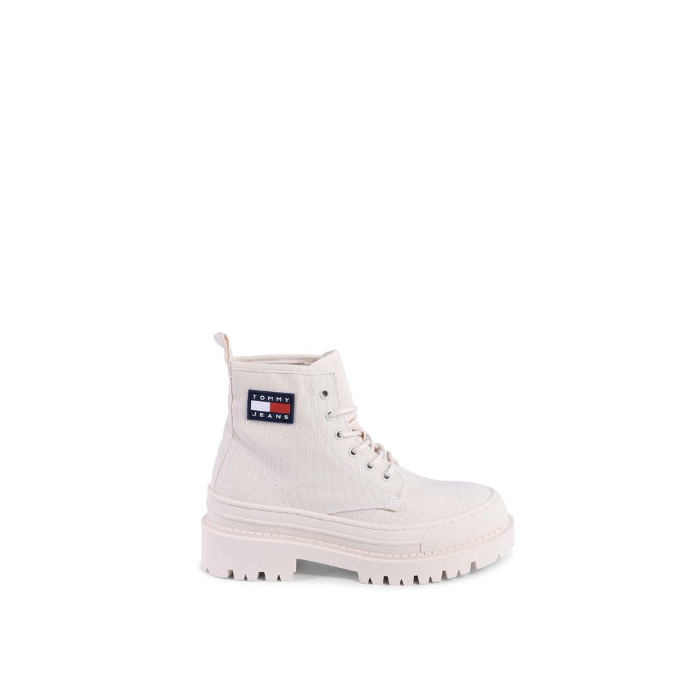 Tommy Hilfiger Schnürstiefel aus beigefarbenem Recycling-Baumwollmaterial