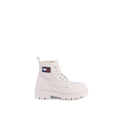 Tommy Hilfiger Schnürstiefel aus beigefarbenem Recycling-Baumwollmaterial