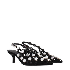 The Attico Black Leather Stiletto Heel Sandals