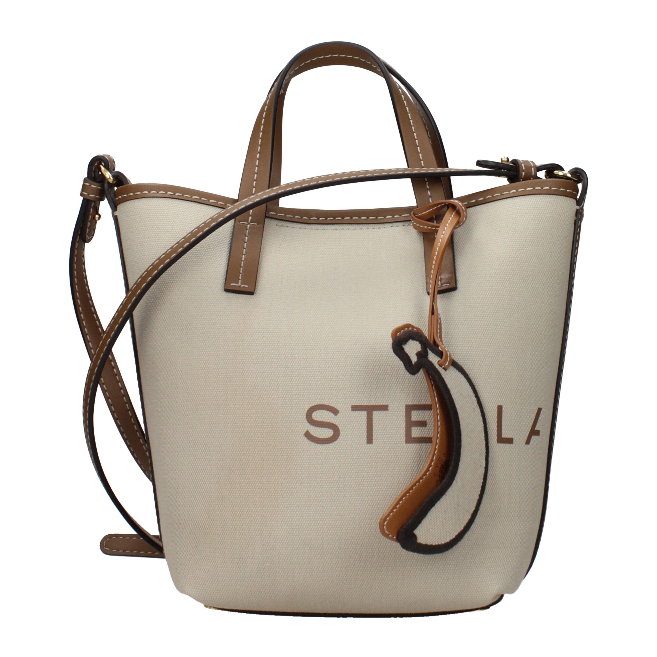 Borsa a mano in tessuto beige Stella McCartney