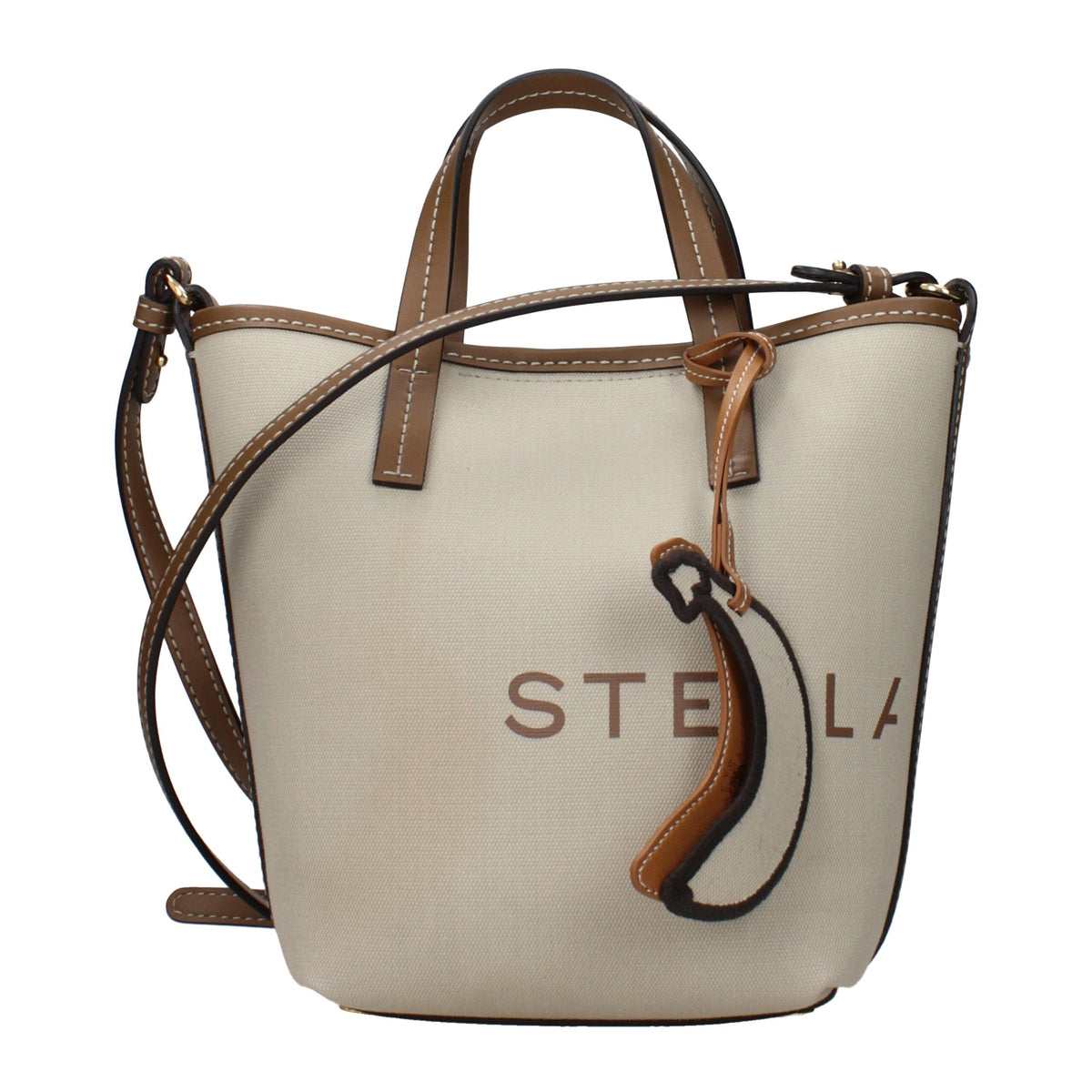Borsa a mano in tessuto beige Stella McCartney