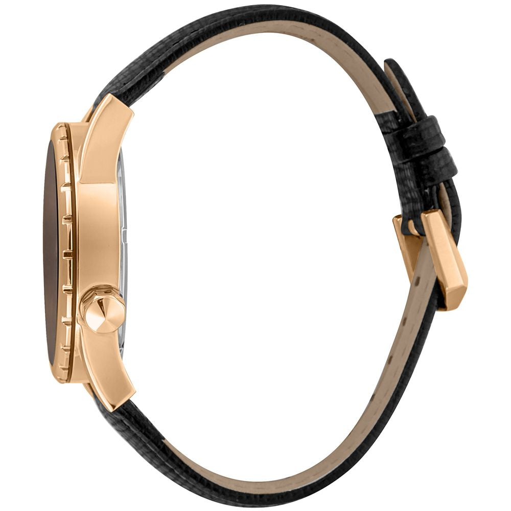 Just Cavalli Schwarze Leder Herrenuhr