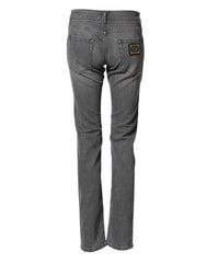 Dolce & Gabbana Gray Cotton Mid Waist Skinny Denim Jeans