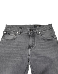 Dolce & Gabbana Gray Cotton Mid Waist Skinny Denim Jeans