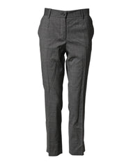Dolce & Gabbana Dark Gray Check Tartan VirginWool Dress Pants