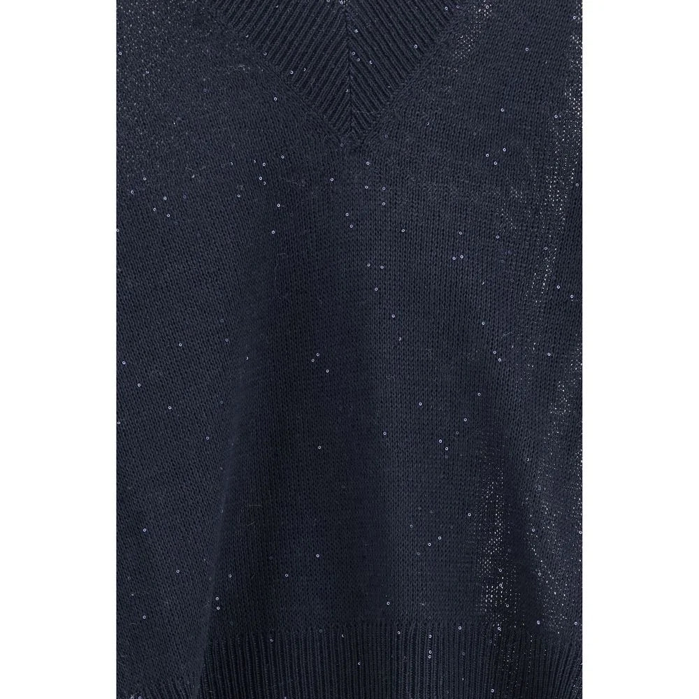 Brunello Cucinelli Blue Linen Sweatshirt