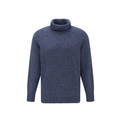 Brunello Cucinelli Blue Alpaca Leather Turtleneck