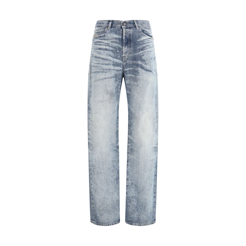 Diesel Jeans Bleus Coupe Droite en Coton