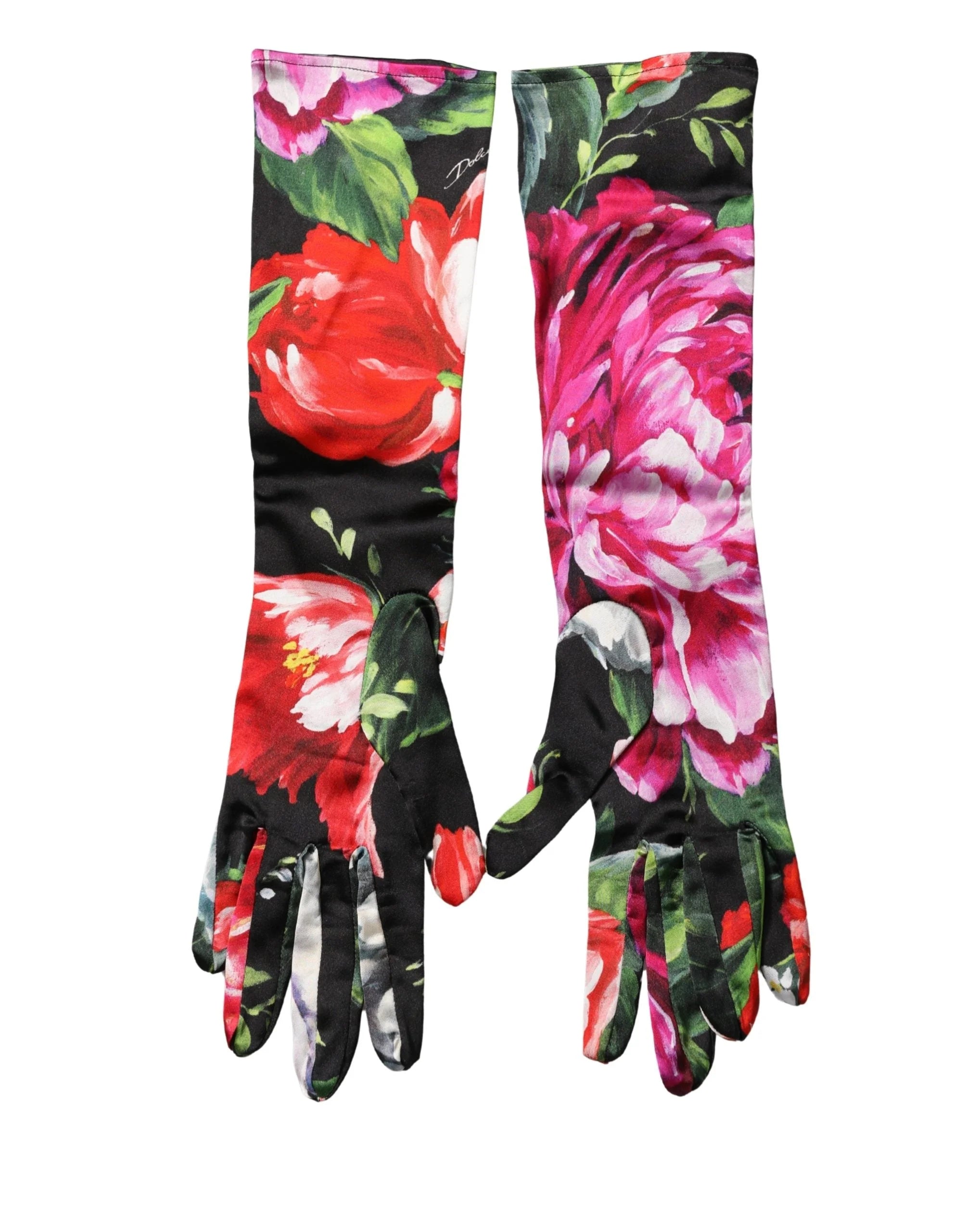 Dolce & Gabbana Multicolor Floral Print Elbow Length Women Gloves - 7|S