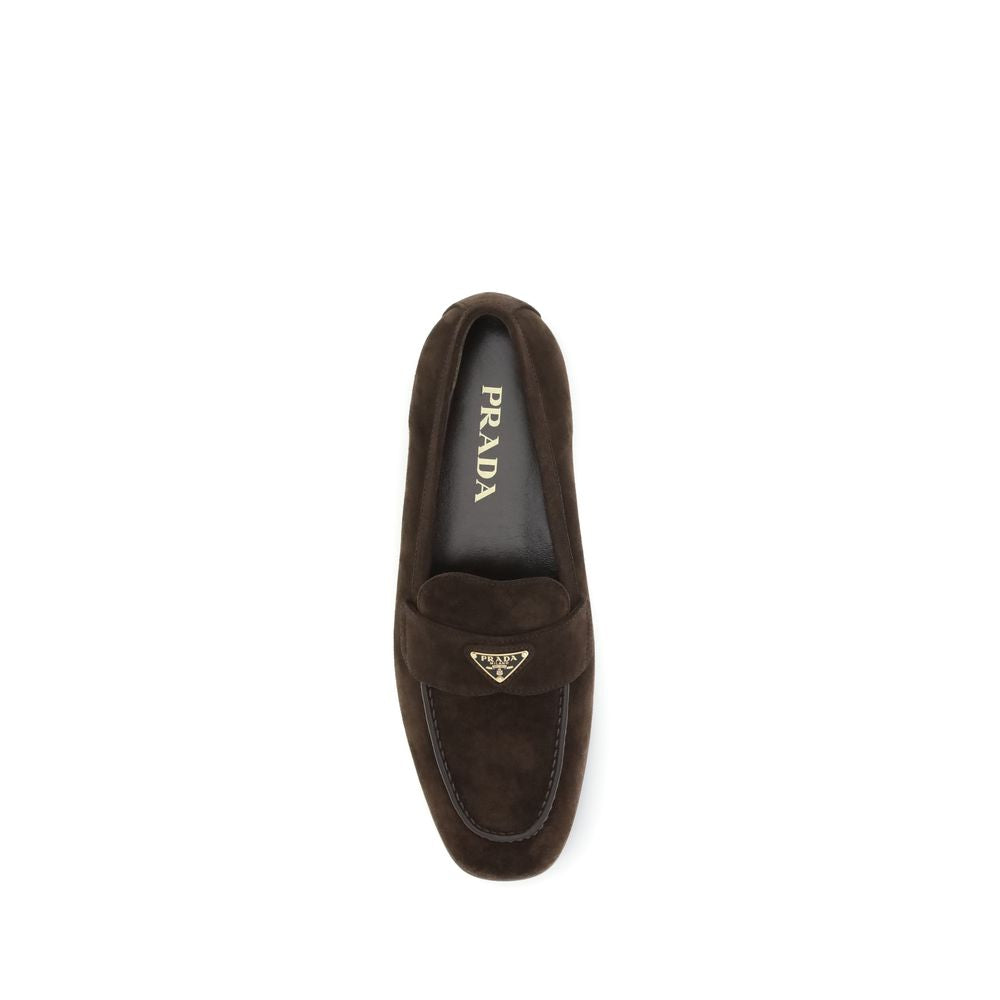 Prada Brown Calf Leather Bos Taurus Slip-On Loafers