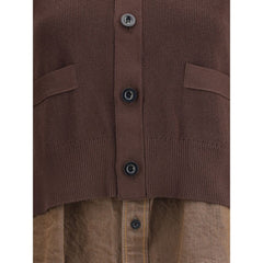 Sacai Brown Cotton Cardigan