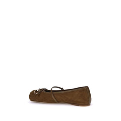 Gucci Brown Calf Leather Bos Taurus Ballet Flats