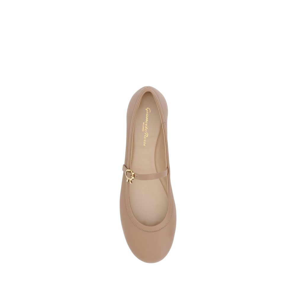 Gianvito Rossi Ballerine in Pelle di Vitello Beige Bos Taurus